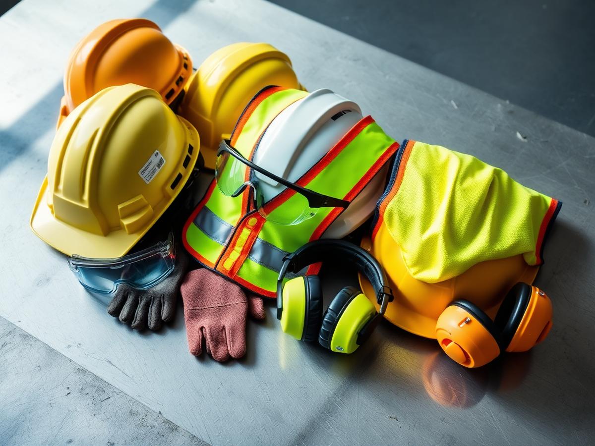 Hard hats, safety glasses, high-visibility vests, gloves, and hearing protection